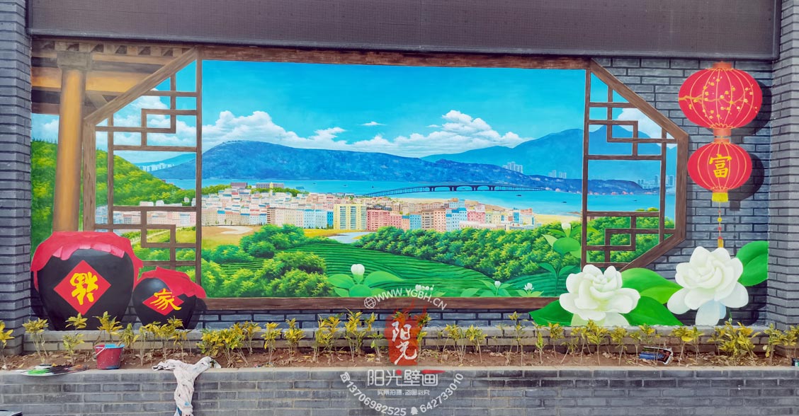 黄石村景图壁画